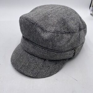 Scala Pronto Womens Cabbie Newsboy Cap Hat One Size Lined Houndstooth Black Whit